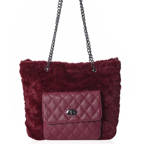 Faux Fur & 100% Genuine Leather Bag - Picture 1 of 5